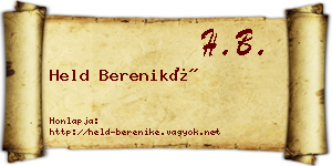 Held Bereniké névjegykártya